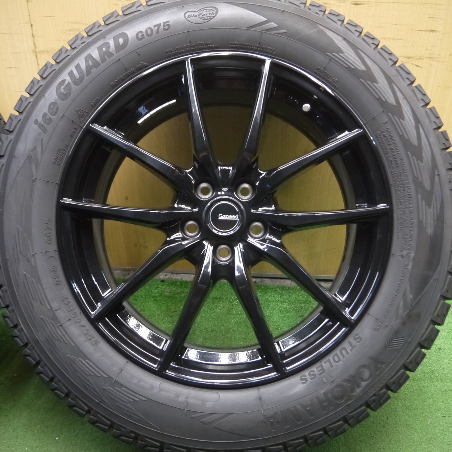 *送料無料* バリ溝！キレイ！9.5分★フォレスター XV等 G.speed 225/60R17 スタッドレス ヨコハマ アイスガード G075 Gスピード PCD100/5H★4030803Hス