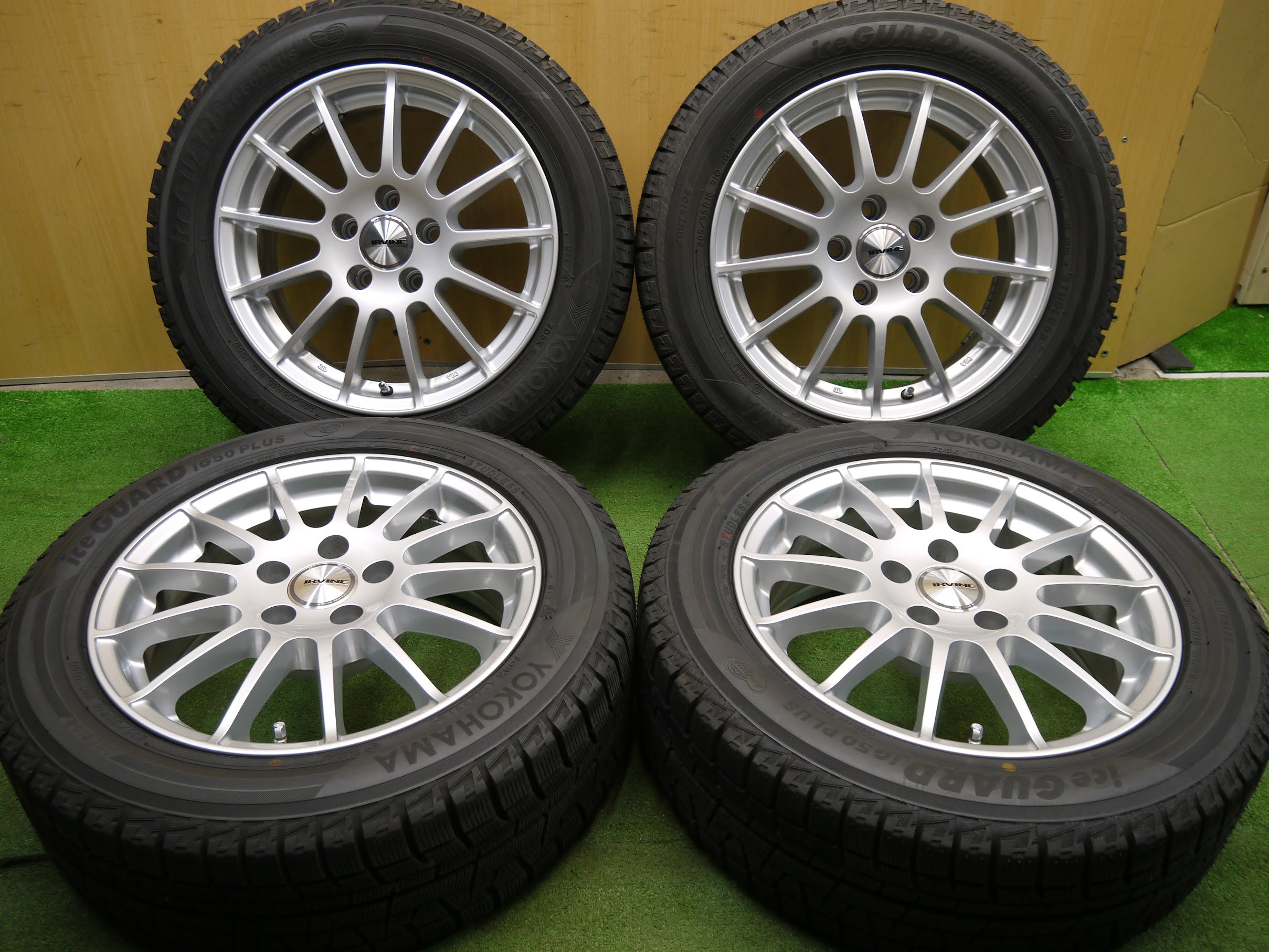 [送料無料]超バリ溝！19年！キレイ！ほぼ10分★IRVINE アウディ 等 205/55R16 スタッドレス ヨコハマ アイスガード iG50+  アーヴィン PCD112/5H★2031202ヤス