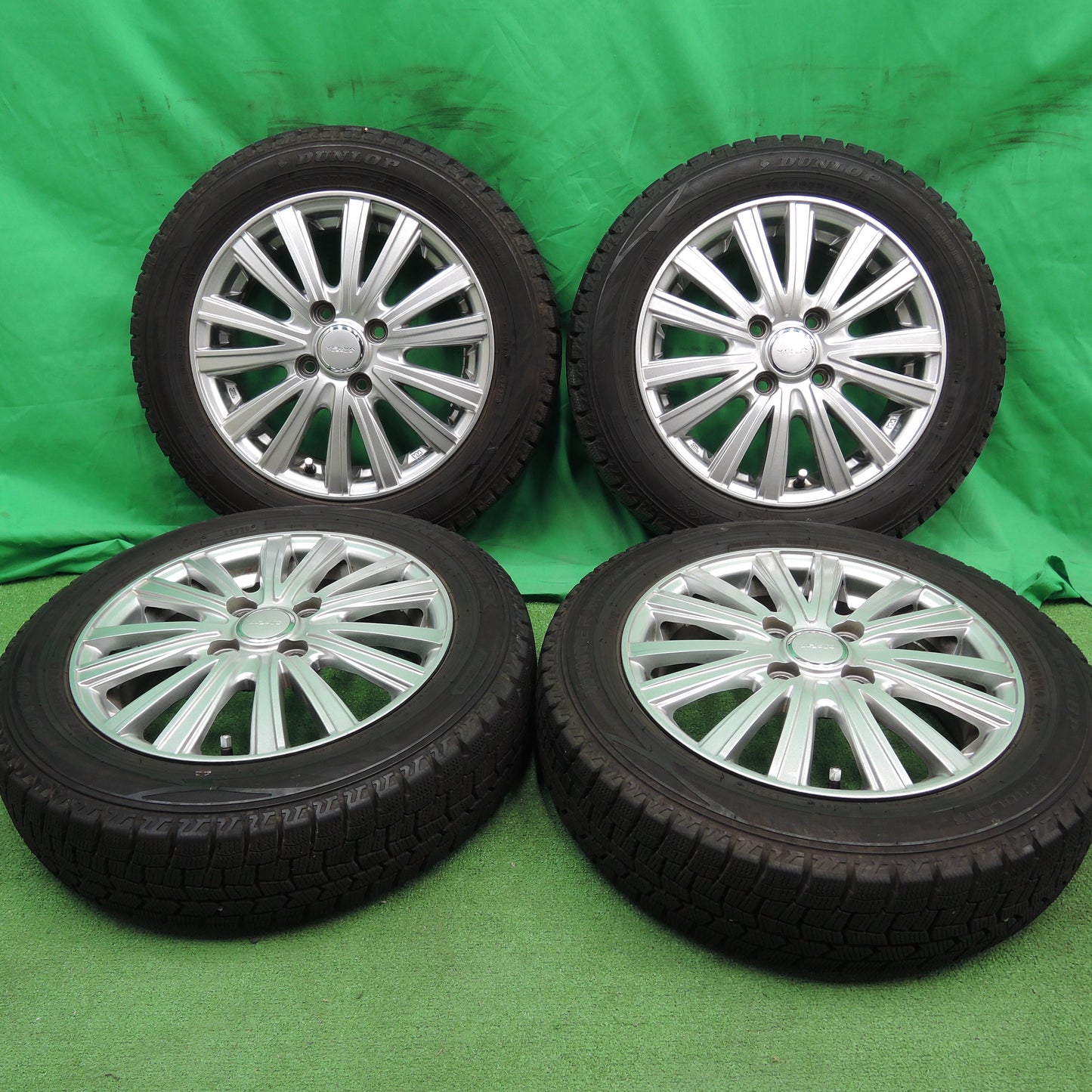 *送料無料*バリ溝！20年！9.5分★スタッドレス 155/65R14 ダンロップ ウインターマックス WM02 VELVA TESALIA ヴェルヴァ 14インチ PCD100/4H★3101503HDス