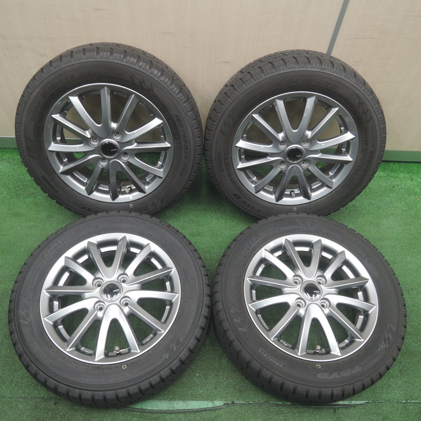 *送料無料*バリ溝！21年！キレイ！9.5分以上★スタッドレス 165/65R14 トーヨー オブザーブ ガリット GIZ ZACK JP-016 MONZA ザック 14インチ PCD100/4H★3111303SYス