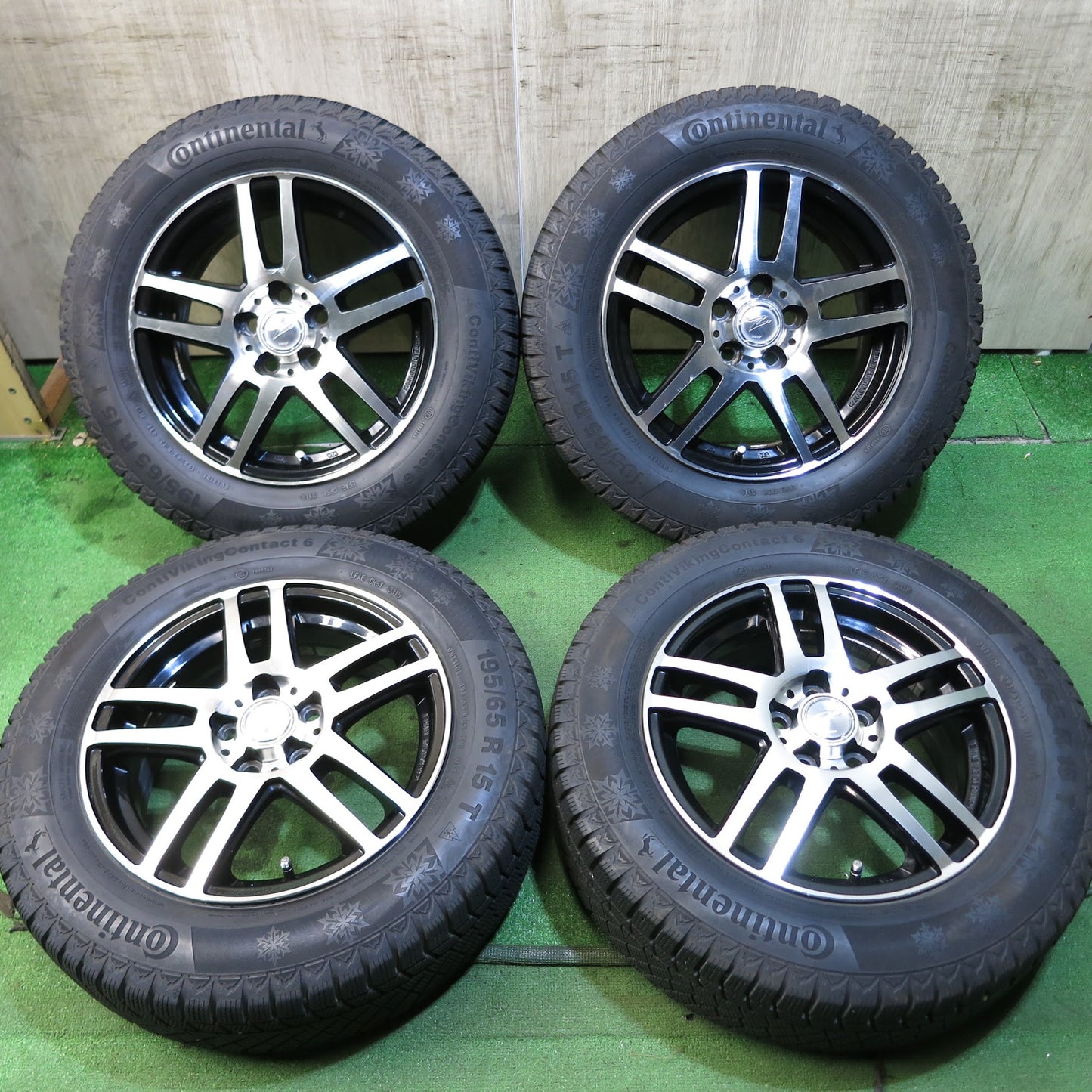 [送料無料]バリ溝！8.5分★プリウス 等 195/65R15 ZOLF ENKEI スタッドレス コンチネンタル コンチバイキング コンタクト6 エンケイ PCD100/5H★3060704Hス