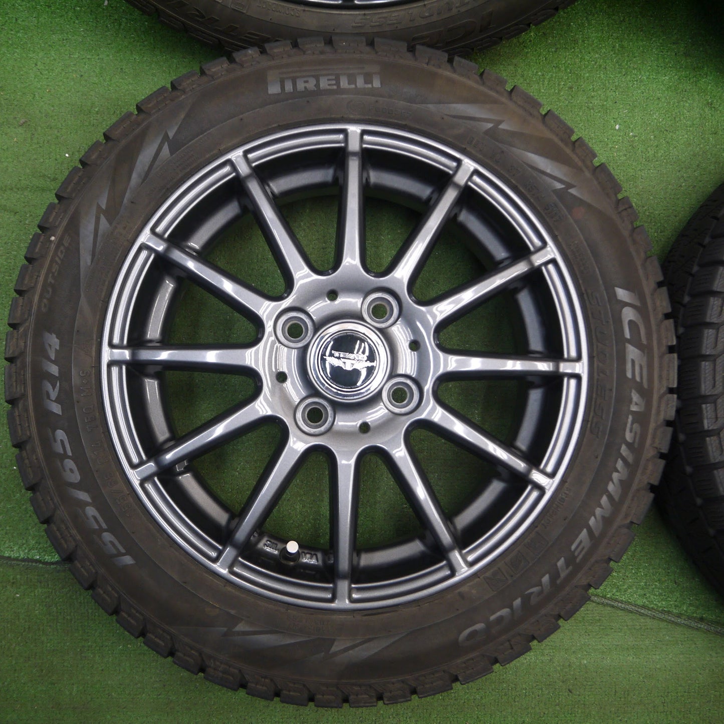 [送料無料]キレイ★スタッドレス 155/65R14 ピレリ アイスアシンメトリコ TEAD weds テッド 14インチ PCD100/4H★3101101KAス