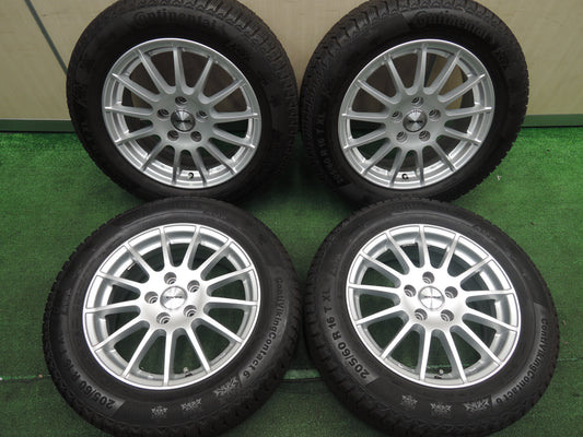 *送料無料*バリ溝！キレイ！9.5分★スタッドレス IRVINE 205/60R16 コンチネンタル コンチバイキング コンタクト6 アーヴィン PCD114.3/5H★3111112HAス