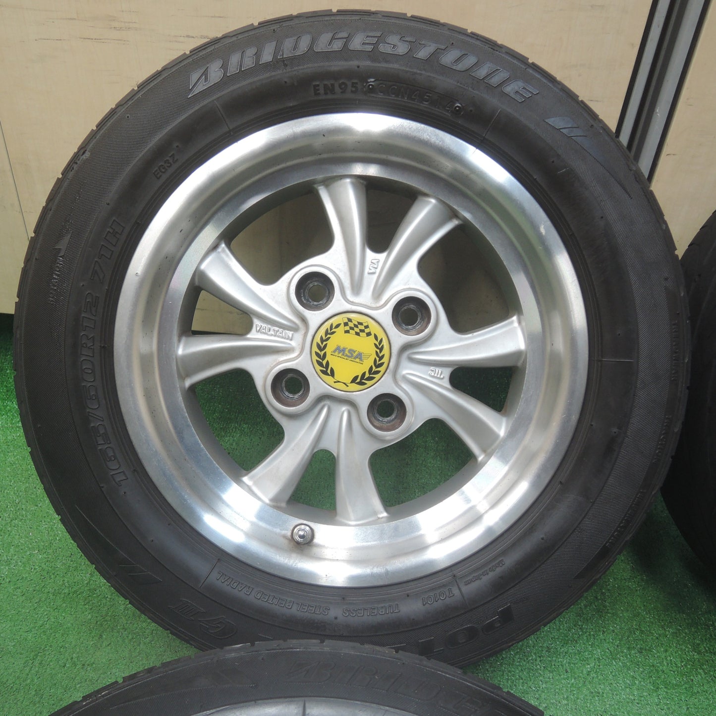 *送料無料* 4本価格★希少 ローバーミニ VALTAIN MSA ヴァルタン 165/60R12 12×5.00 ブリヂストン ポテンザ G3 PCD101.65/4H★4022709SYノ