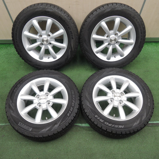 *送料無料* バリ溝！キレイ！8.5分★ワーゲン UP!等 AGA 165/70R14 スタッドレス ピレリ アイスアシンメトリコ 14インチ PCD100/4H★4021301TNス