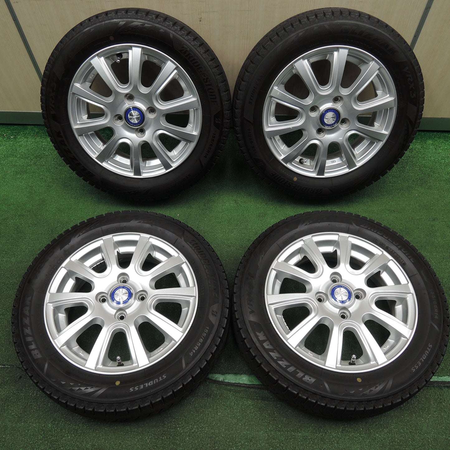 *送料無料*バリ溝！21年！キレイ！9.5分★スタッドレス 155/65R14 ブリヂストン ブリザック VRX3 JENEIGE 14インチ PCD100/4H★3120908TNス