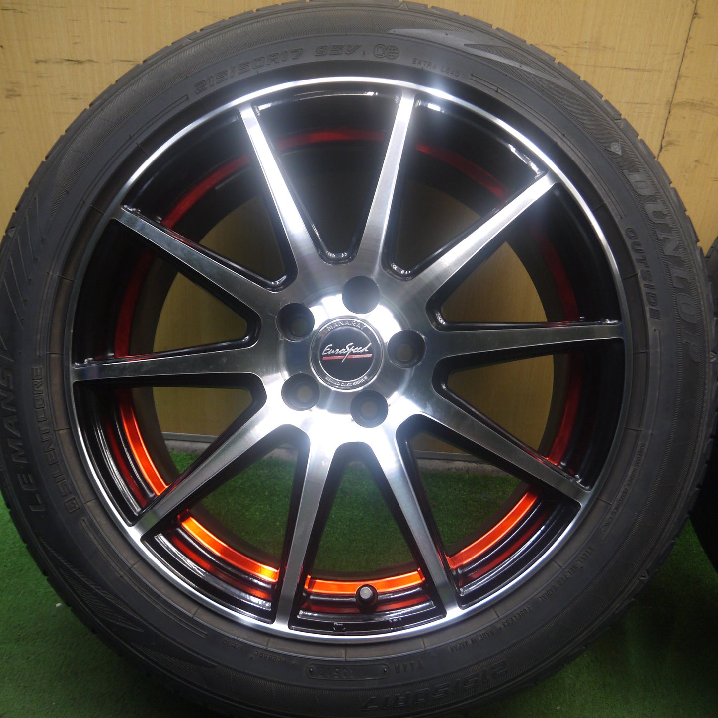 *送料無料*バリ溝！キレイ！8.5分★EuroSpeed MANARAY SPORT 215/50R17 ダンロップ LE MANS V 17インチ マナレイ PCD100/5H★3121514Hノ