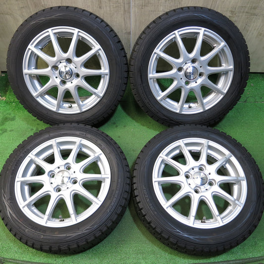 [送料無料]バリ溝！キレイ！9.5分以上★スタッドレス 155/65R14 ダンロップ ウインターマックス WM01 KRAITⅡ 社外 アルミ 14インチ PCD100/4H★3062103Hス