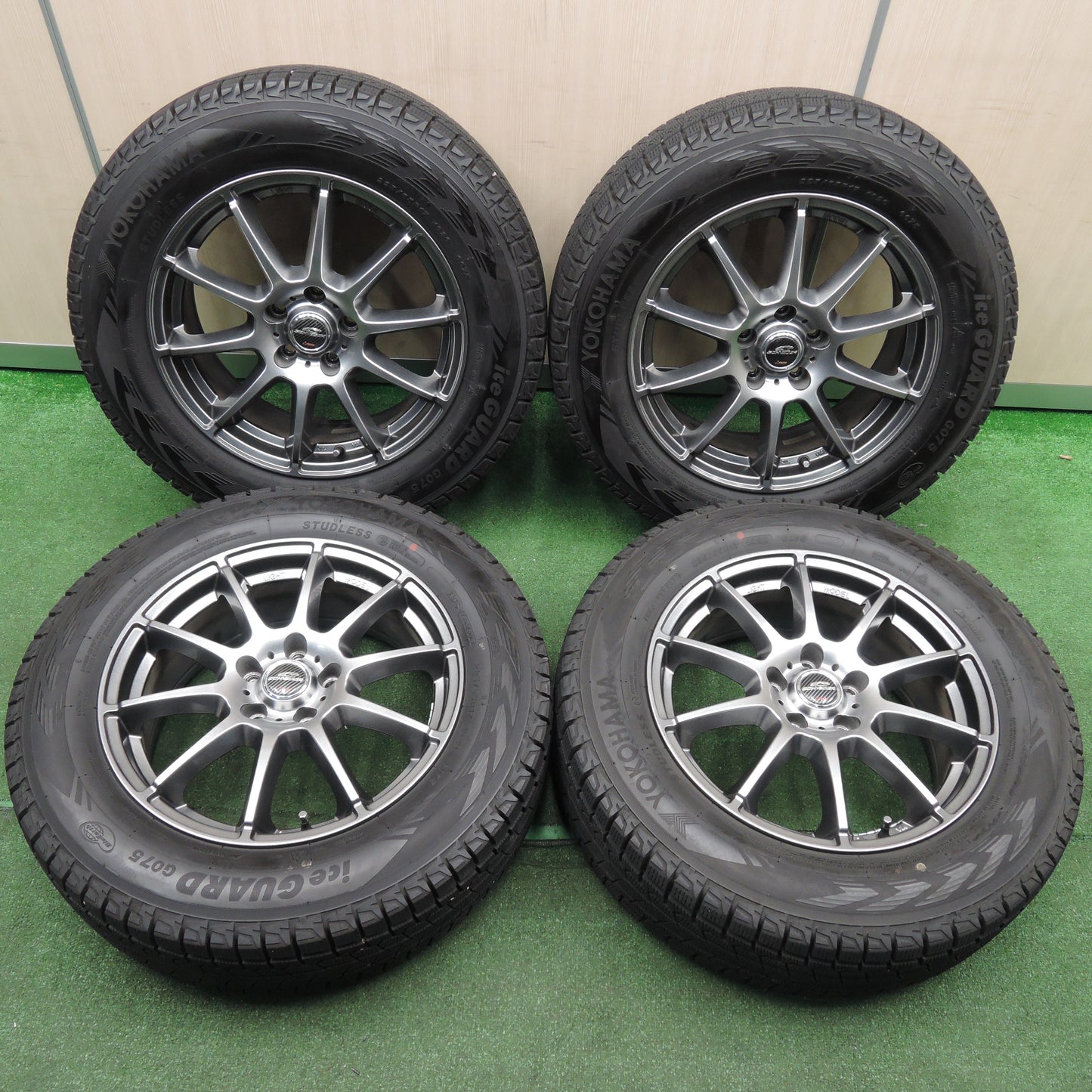 *送料無料*バリ溝！22年！キレイ！ほぼ10分★スタッドレス 225/65R17 ヨコハマ アイスガード G075 SCHNEIDER ATECH シュナイダー 17インチ PCD114.3/5H★3111510SYス