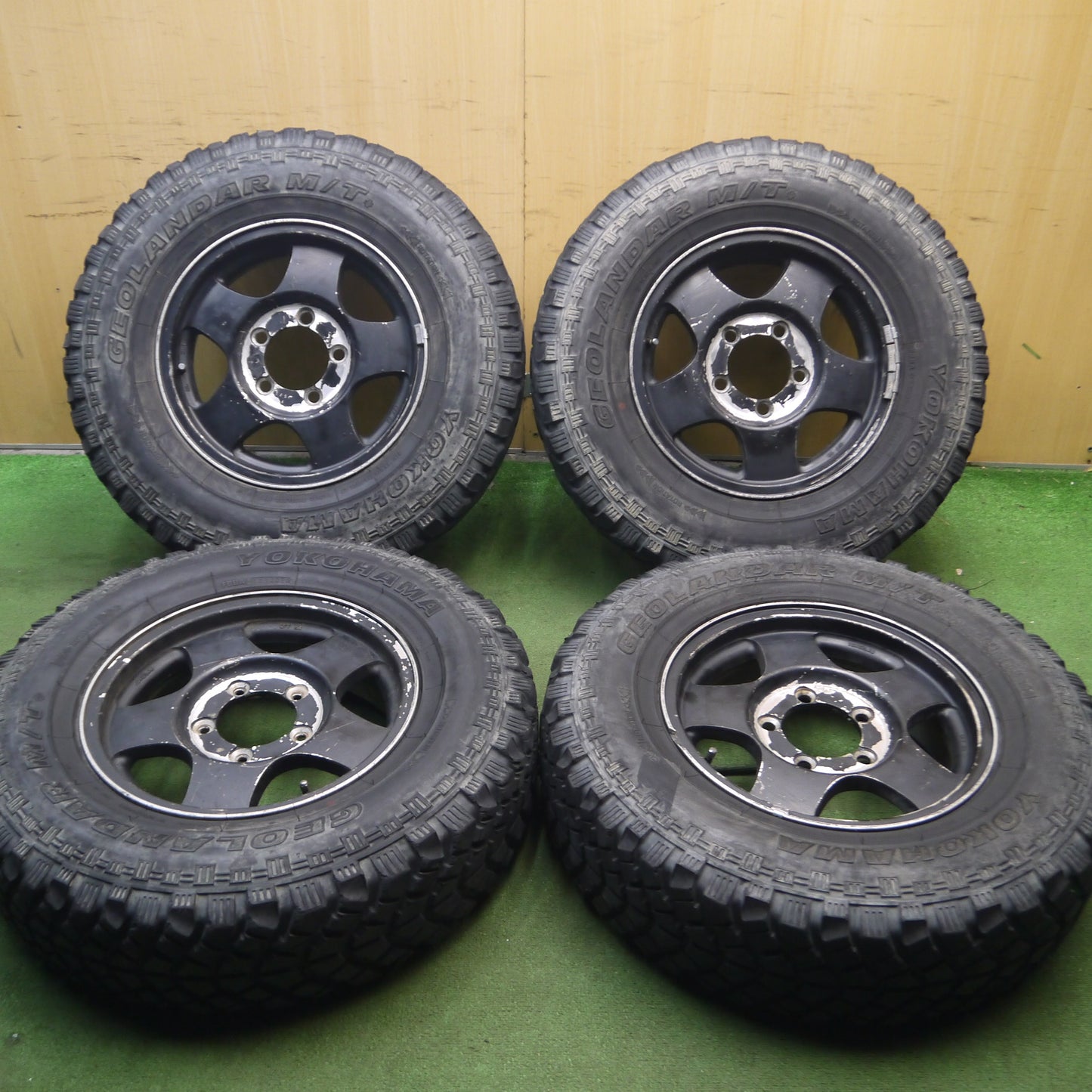 *送料無料*4本価格★スズキ ジムニー 純正 ENKEI 215/85R16 114/112L ヨコハマ ジオランダー M/T+ エンケイ PCD139.7/5H★4012212Hノ