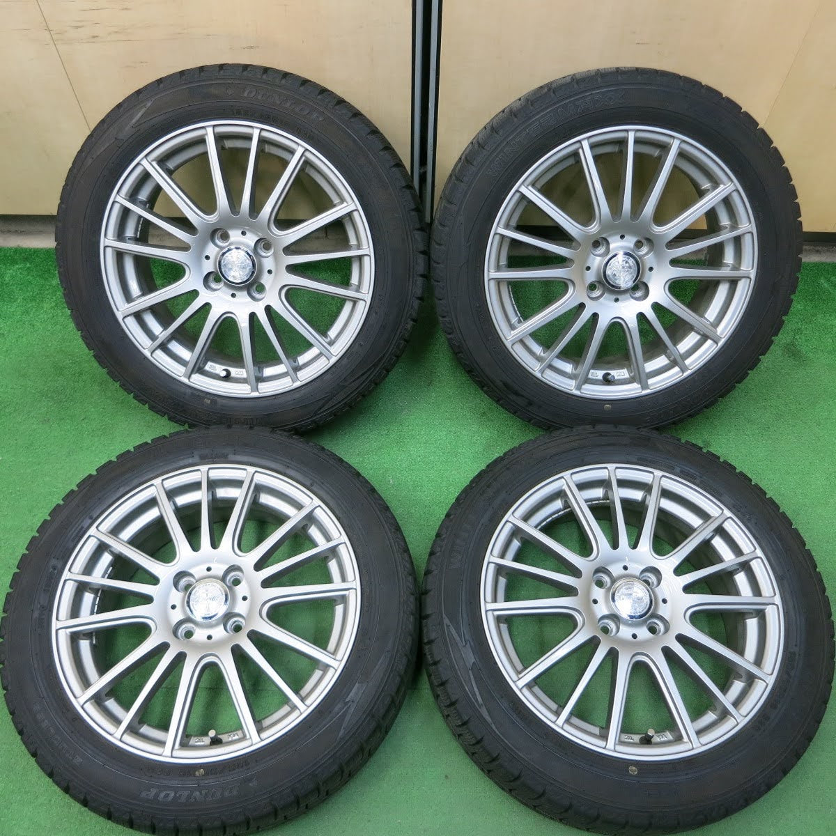 [送料無料]バリ溝！19年！キレイ！9.5分★スタッドレス 185/55R16 ダンロップ ウインターマックス WM02 ravrion selzer ラブリオン PCD100/4H★3070301イス