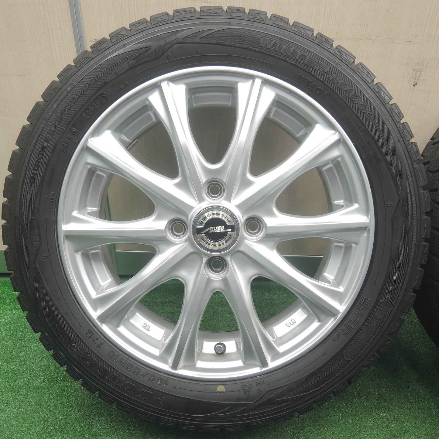 *送料無料*キレイ★スタッドレス 165/60R15 ダンロップ ウインターマックス WM01 AXEL アクセル 15インチ PCD100/4H★3110703NJス