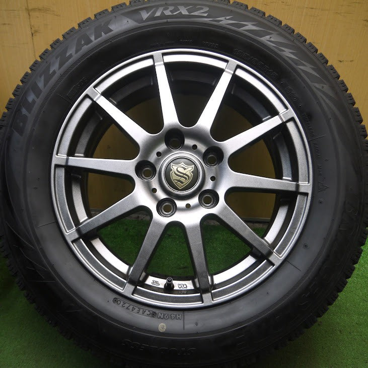 *送料無料*バリ溝！20年！キレイ！9分★スタッドレス 195/65R15 ブリヂストン ブリザック VRX2 社外 アルミ 15インチ PCD114.3/5H★3120103Hス