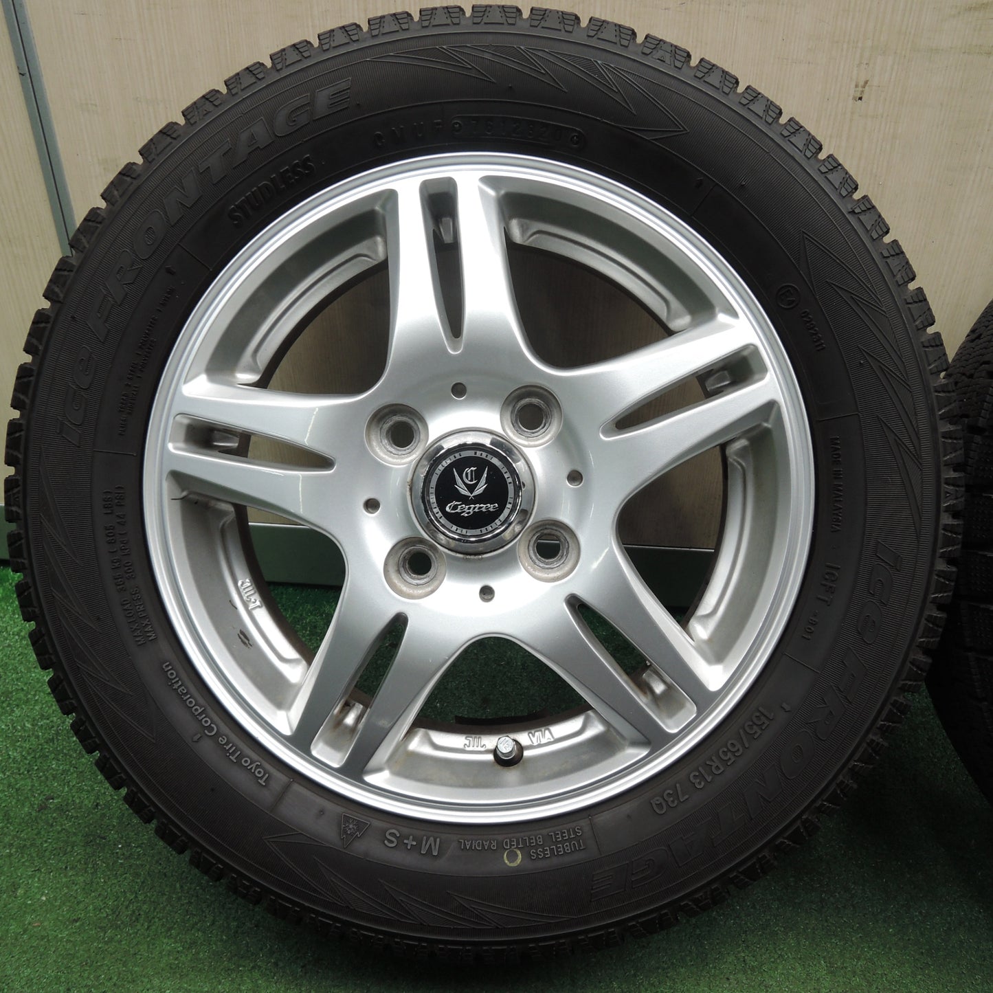 *送料無料* バリ溝！20年！9分★スタッドレス 155/65R13 アイスフロンテージ Cegree 13インチ PCD100/4H★4021309TNス