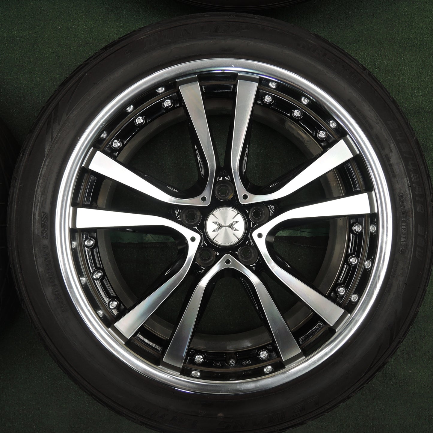 *送料無料* 4本価格★MAVERICK マーベリック 405S CURLフランジ SL 245/45R19 ダンロップ LE MANS LM704 PCD114.3/5H★4030601TNノ