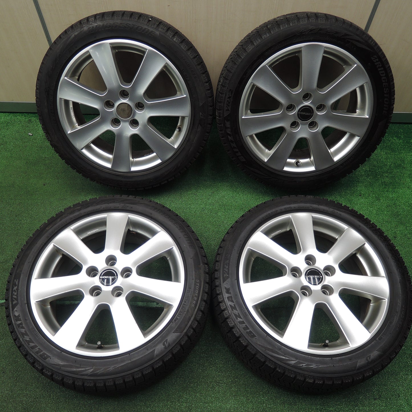 *送料無料*バリ溝！19年！キレイ！9.5分★ワーゲン 等 BORBET 225/45R17 スタッドレス ブリヂストン ブリザック VRX2 17インチ PCD112/5H★3120109TNス