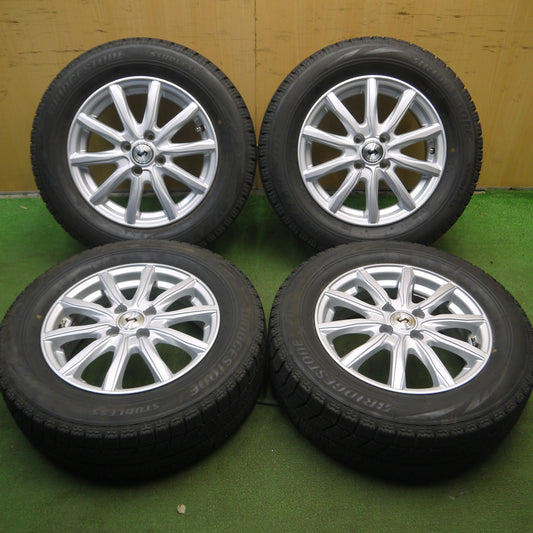 *送料無料* バリ溝！20年！キレイ！8.5分★スタッドレス 195/65R15 ブリヂストン ブリザック VRX 社外 アルミ 15インチ PCD100/4H★4022803Hス