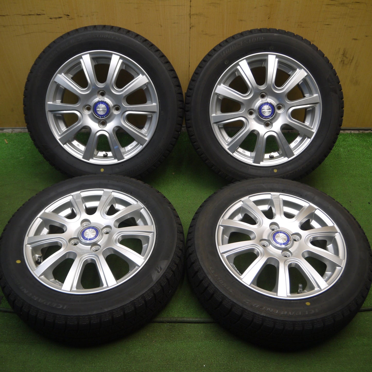 *送料無料* 超バリ溝！22年！9.5分以上★スタッドレス 155/65R14 ブリヂストン アイスパートナー2 JENEIGE 14インチ PCD100/4H★4022601Hス