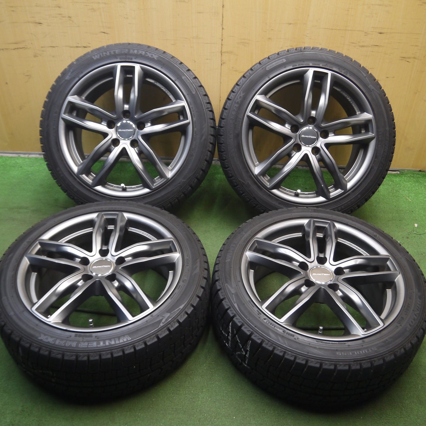 *送料無料*バリ溝！キレイ！9.5分★ベンツ 等 EUROTECH 225/45R17 スタッドレス ダンロップ ウインターマックス WM02 ユーロテック 17インチ PCD112/5H★4012301Hス