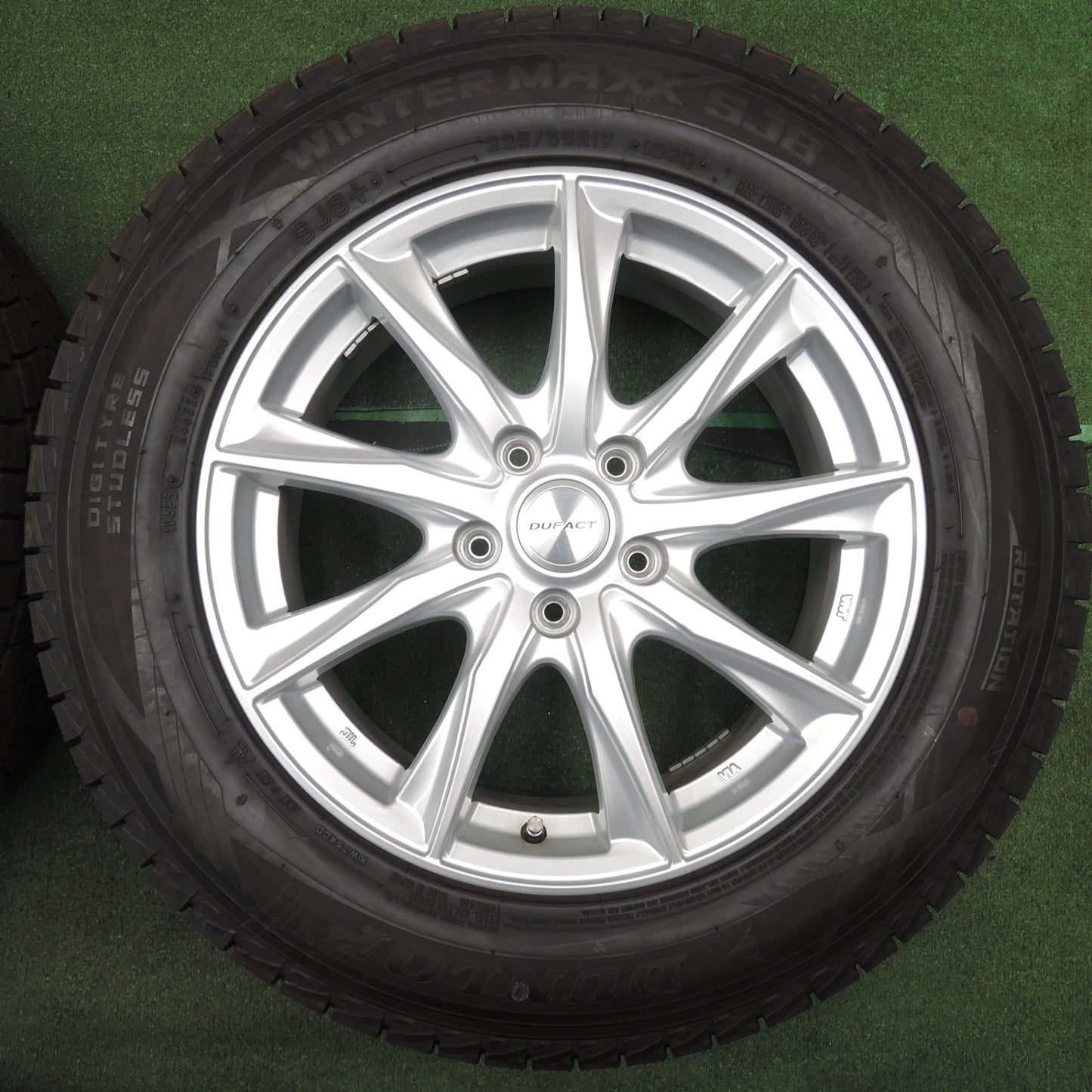 *送料無料* 超バリ溝！22年！キレイ！ほぼ10分★スタッドレス 225/65R17 ダンロップ ウインターマックス SJ8 DUFACT デュファクト PCD114.3/5H★4022905NJス