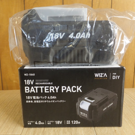 [送料無料] 未使用★アークランズ ウイザ WIZ'A 18V 電池パック 4.0Ah WZ-1840　リチウムイオン バッテリーパック★