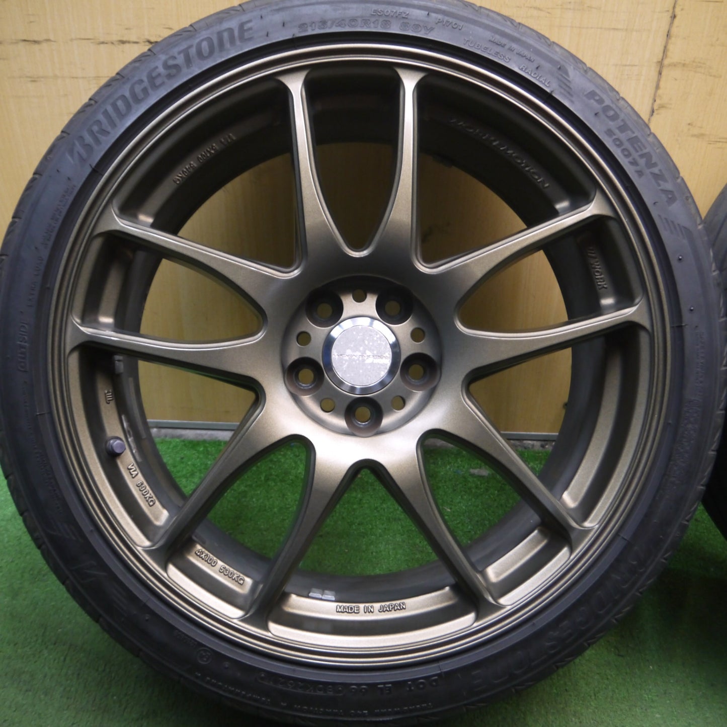 *送料無料* キレイ★86 BRZ等 WORK EMOTION Kiwami 215/40R18 225/40R18 ブリヂストン ポテンザ S007A ワーク 極 PCD100/5H★4031109Hノ