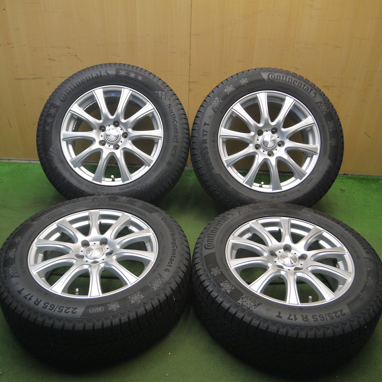 *送料無料*バリ溝！22年！キレイ！ほぼ10分★スタッドレス 225/65R17 コンチネンタル コンチバイキング コンタクト6 LAUFBAHN 17インチ PCD114.3/5H★3111303Hス