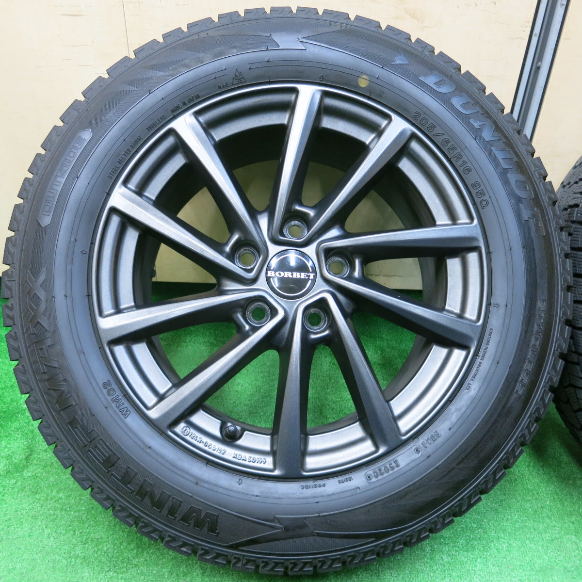 *送料無料*バリ溝！20年！キレイ！9.5分★ミニ ベンツ 等 BORBET 205/65R16 スタッドレス ダンロップ ウインターマックス WM02 ボルベット PCD112/5H★3112503イス