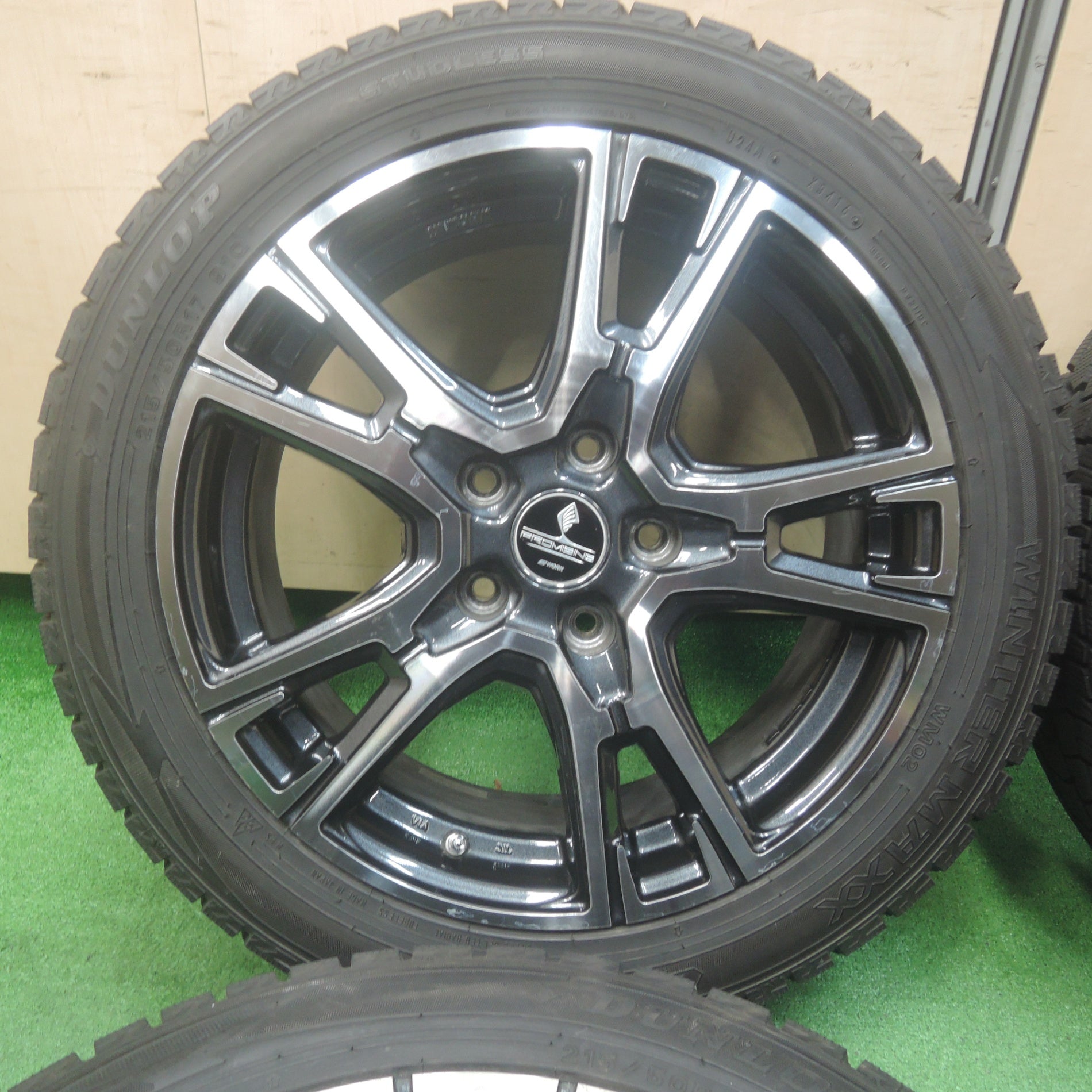 *送料無料*バリ溝！9.5分★WORK PROMISING STYLE 4S 215/50R17 スタッドレス ダンロップ ウインターマックス  WM02 ワーク PCD114.3/5H★4011708SYス