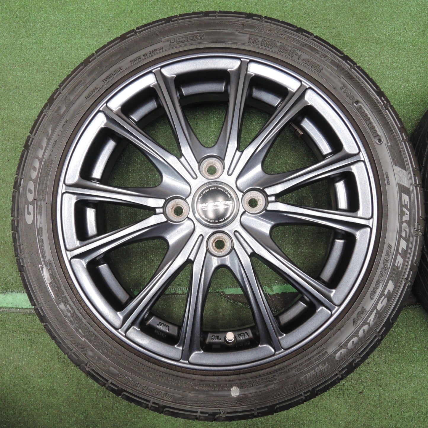 *送料無料* キレイ！21年★165/55R15 グッドイヤー イーグル LS2000 hybrid2 WAREN ヴァーレン 15インチ PCD100/4H★4021902NJノ