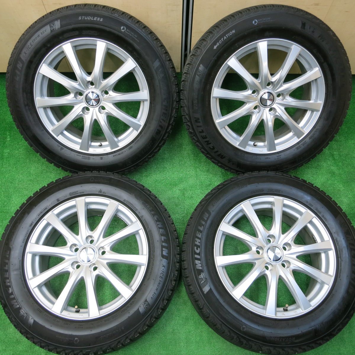 *送料無料*バリ溝！22年！キレイ！ほぼ10分★スタッドレス 225/65R17 ミシュラン X-ICE SNOW SUV ravrion RS01 ラブリオン PCD114.3/5H★3110311イス