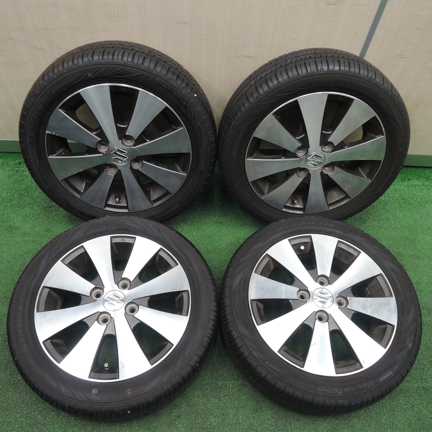 *送料無料*バリ溝！22年！ほぼ10分★スズキ ワゴンR 純正 165/55R14 オートバックス Maxrun Efficia 14インチ PCD100/4H★3111502SYノ