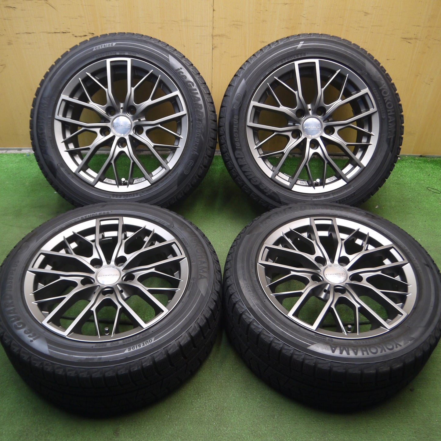 *送料無料*バリ溝！キレイ！9分★BMW等 EURO BAHN 205/55R16 スタッドレス ヨコハマ アイスガード iG50 プラス SPORTECHNIC PCD120/5H★3103003Hス