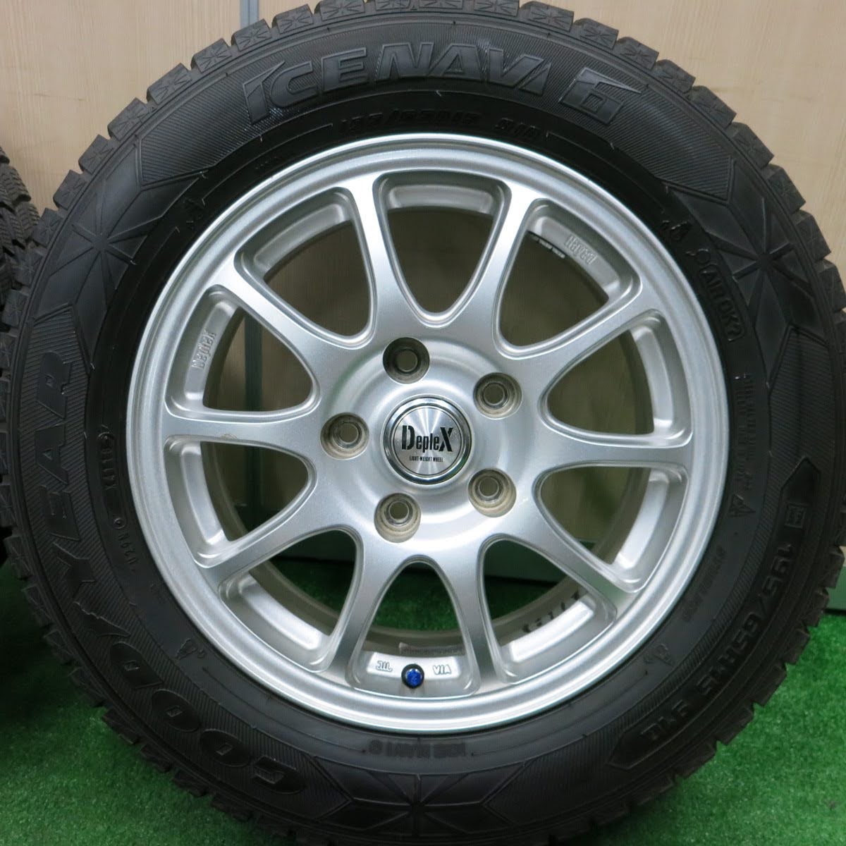 [送料無料]バリ溝！9分★スタッドレス 195/65R15 グッドイヤー アイスナビ6 DepleX 社外 アルミ 15インチ PCD114.3/5H★3102106HAス