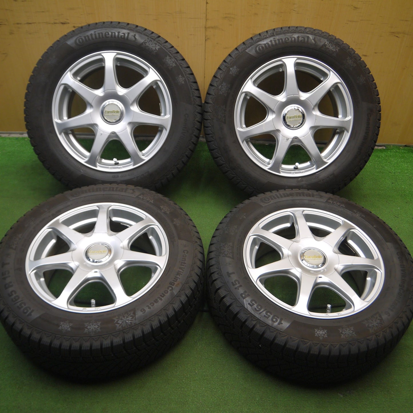 [送料無料]バリ溝！9.5分★スタッドレス 195/65R15 コンチネンタル コンチバイキング コンタクト6 EuroBein MANARAY SPORT PCD100 114.3/5H マルチ★3091202Hス