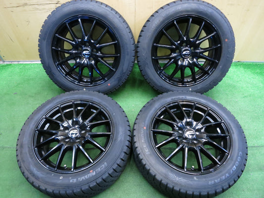 [送料無料]バリ溝！18年！キレイ！9.5分以上★スタッドレス SCHNEIDER 205/55R16 グッドイヤー アイスナビ6 MiD シュナイダー マルカ PCD100/5H★2121206Hス