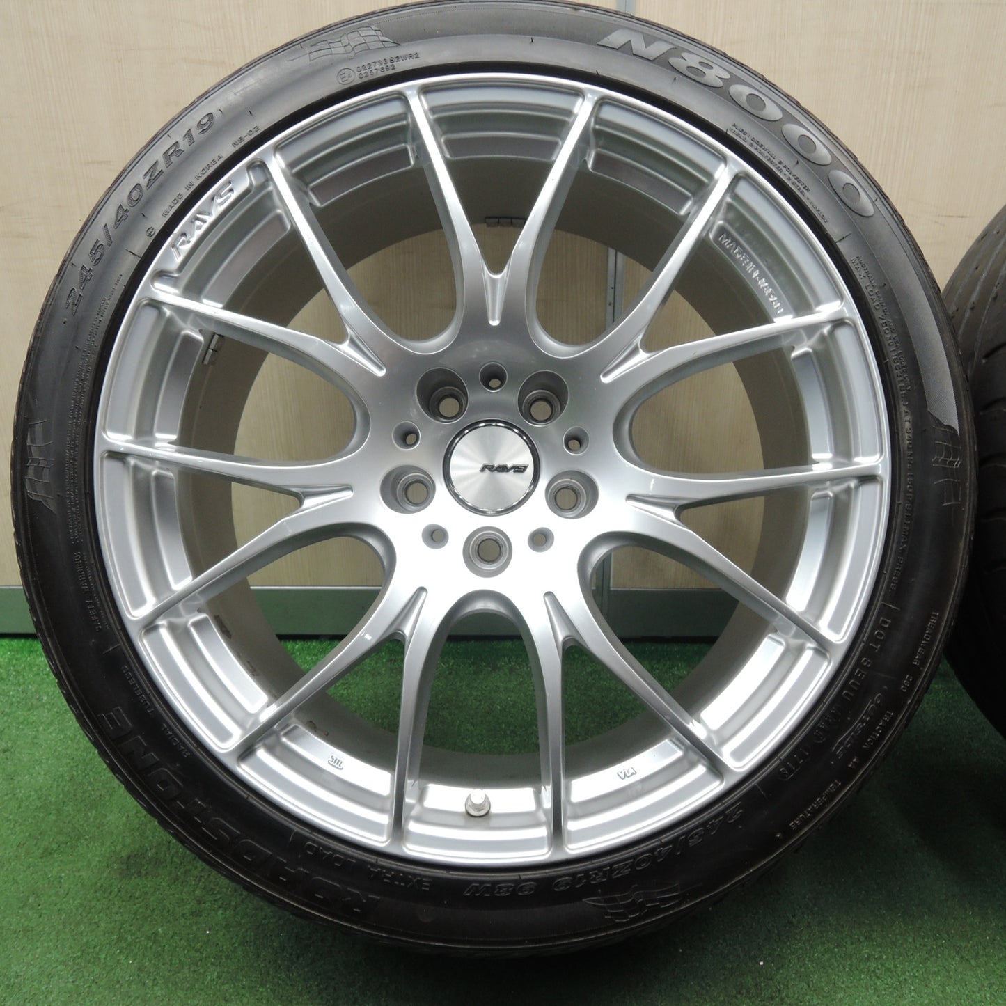 *送料無料* キレイ★RAYS HOMURA 2X7 245/40R19 ロードストーン N8000 レイズ ホムラ 19インチ PCD114.3/5H★4022308NJノ