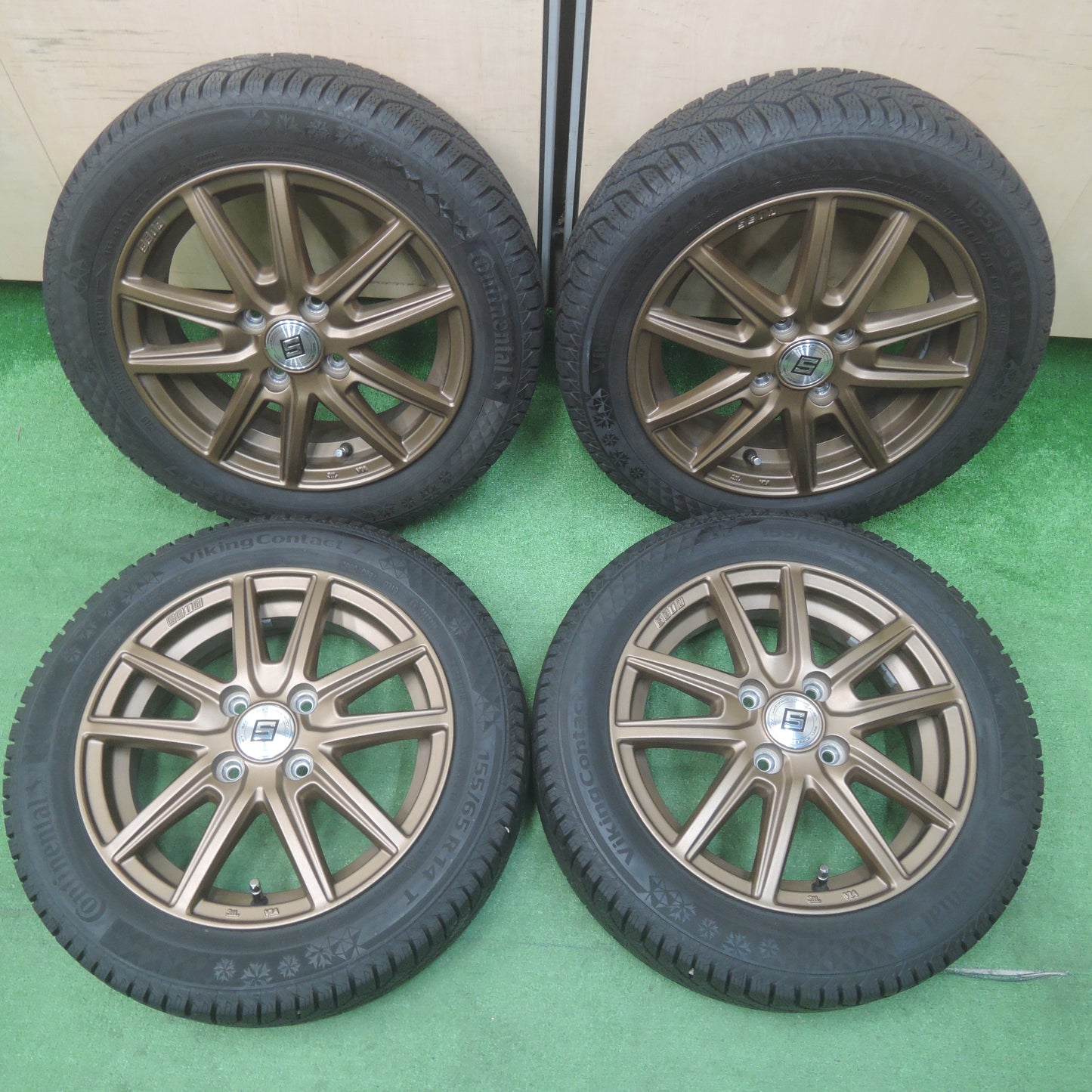 *送料無料*超バリ溝！キレイ！9.5分以上★スタッドレス 155/65R14 コンチネンタル バイキングコンタクト7 SEIN ザイン 14インチ PCD100/4H★3122709SYス