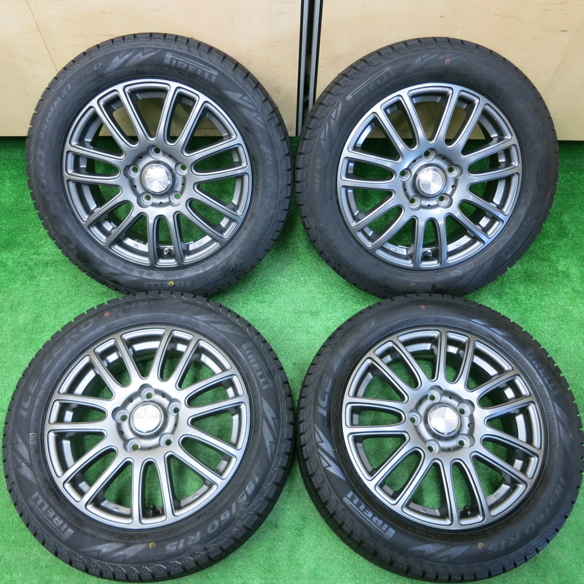 *送料無料*タイヤ未使用！22年！キレイ★スタッドレス 185/60R15 ピレリ アイス ゼロ アシンメトリコ Espider 15インチ PCD114.3/5H★3111502イス