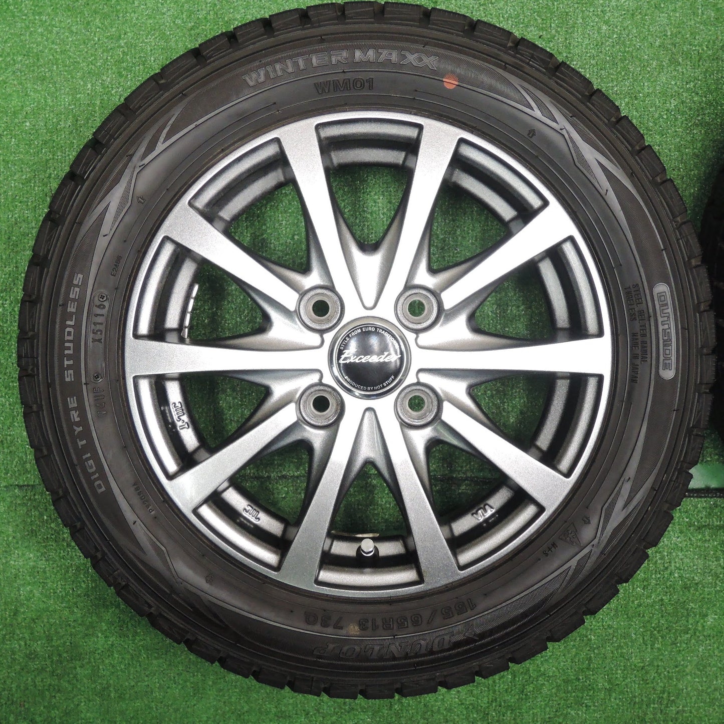 [送料無料]バリ溝！キレイ！ほぼ10分★スタッドレス 155/65R13 ダンロップ ウインターマックス WM01 Exceeder エクシーダー 13インチ PCD100/4H★3083107NJス