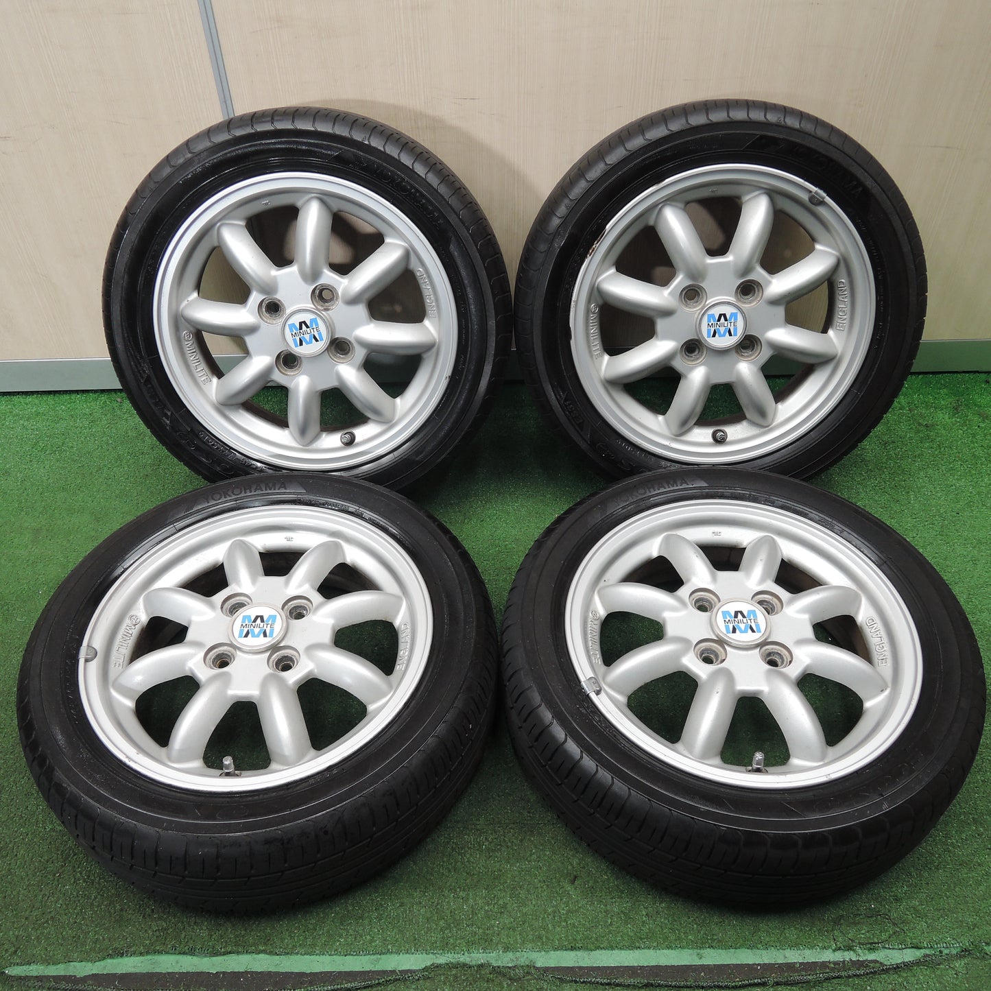 *送料無料*4本価格★ダイハツ ミラジーノ 純正 MINILITE 165/55R14 ヨコハマ エコス ES31 ミニライト 14インチ PCD100/4H★4012202NJノ