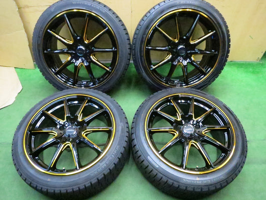 [送料無料]バリ溝！21年！キレイ！9.5分★スタッドレス X CROSS SPEED 225/45R18 ダンロップ ウインターマックス WM02 18インチ PCD114.3/5H★3030306Hス