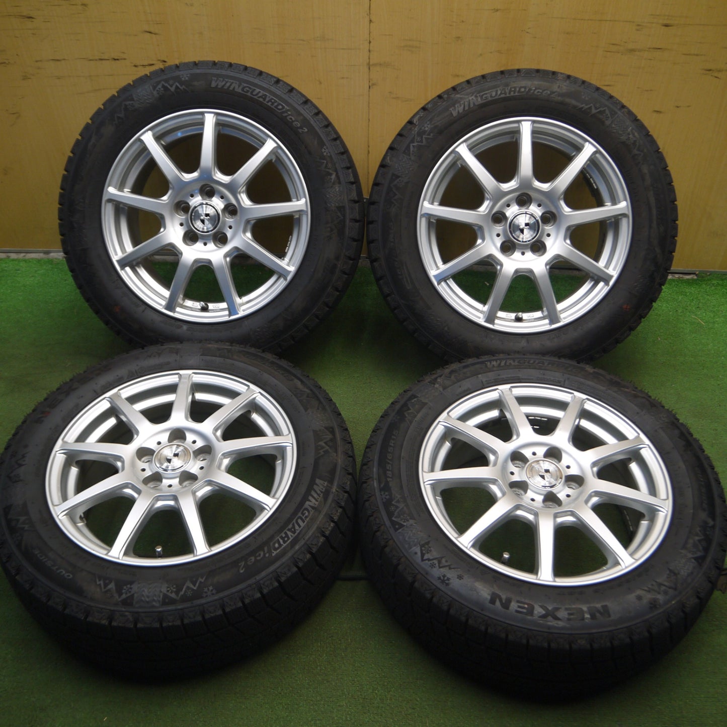 *送料無料* 超バリ溝！20年！キレイ！ほぼ10分★スタッドレス 185/65R15 ネクセン WINGUARD ice2 GMach 15インチ PCD100/5H★4021308Hス