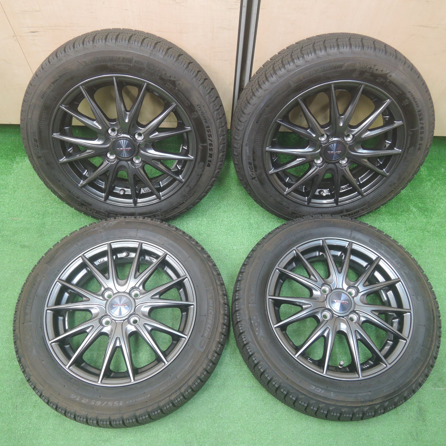 *送料無料*超バリ溝！19年！キレイ！ほぼ10分★スタッドレス 155/65R14 ミシュラン X-ICE XI3 VELVA SPORTZ ヴェルヴァ 14インチ PCD100/4H★3113003SYス