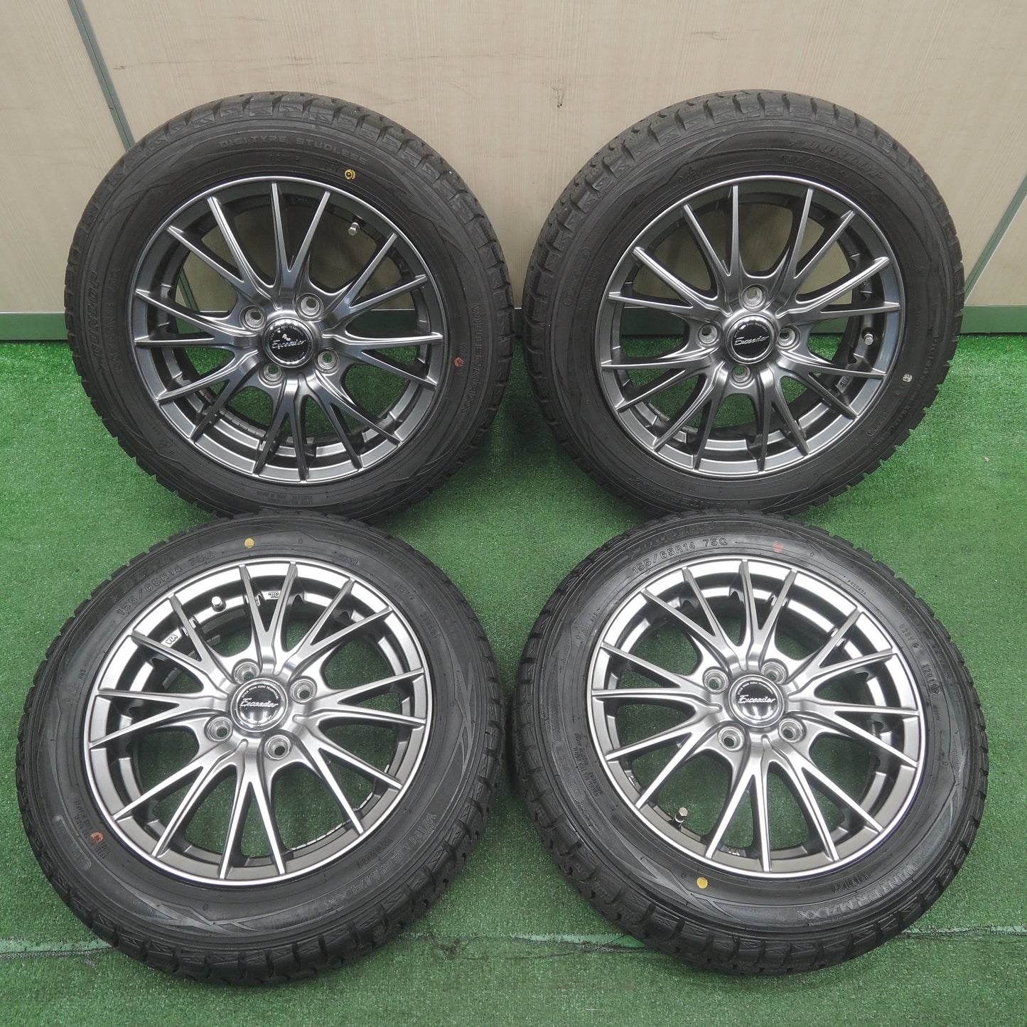 *送料無料*バリ溝！19年！キレイ！8.5分★スタッドレス 155/65R14 ダンロップ ウインターマックス WM01 Exceeder エクシーダー 14インチ PCD100/4H★3110706NJス