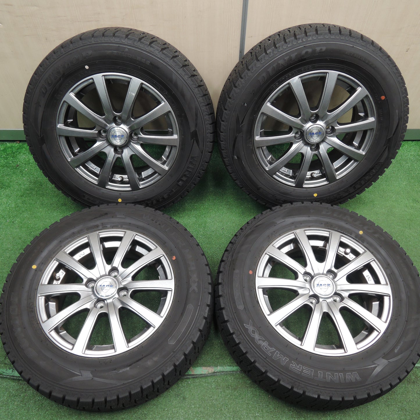 *送料無料*バリ溝！19年！キレイ！9.5分★スタッドレス 185/70R14 ダンロップ ウインターマックス WM02 ZACK JP-110 MONZA 14インチ PCD100/4H★3121501HAス