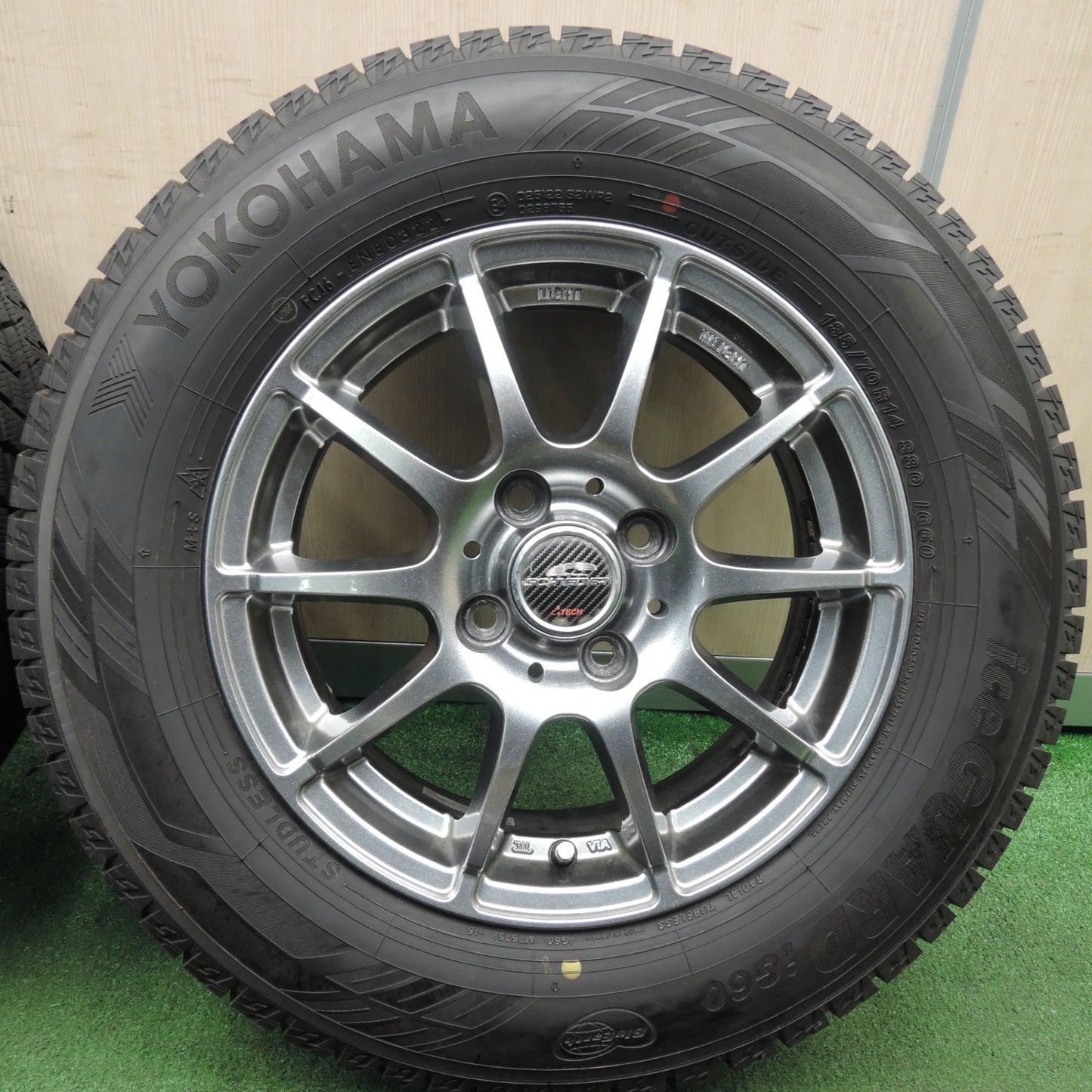 *送料無料* バリ溝！22年！キレイ！ほぼ10分★スタッドレス 185/70R14 ヨコハマ アイスガード iG60 SCHNEIDER シュナイダー 14インチ PCD100/4H★4030508TNス