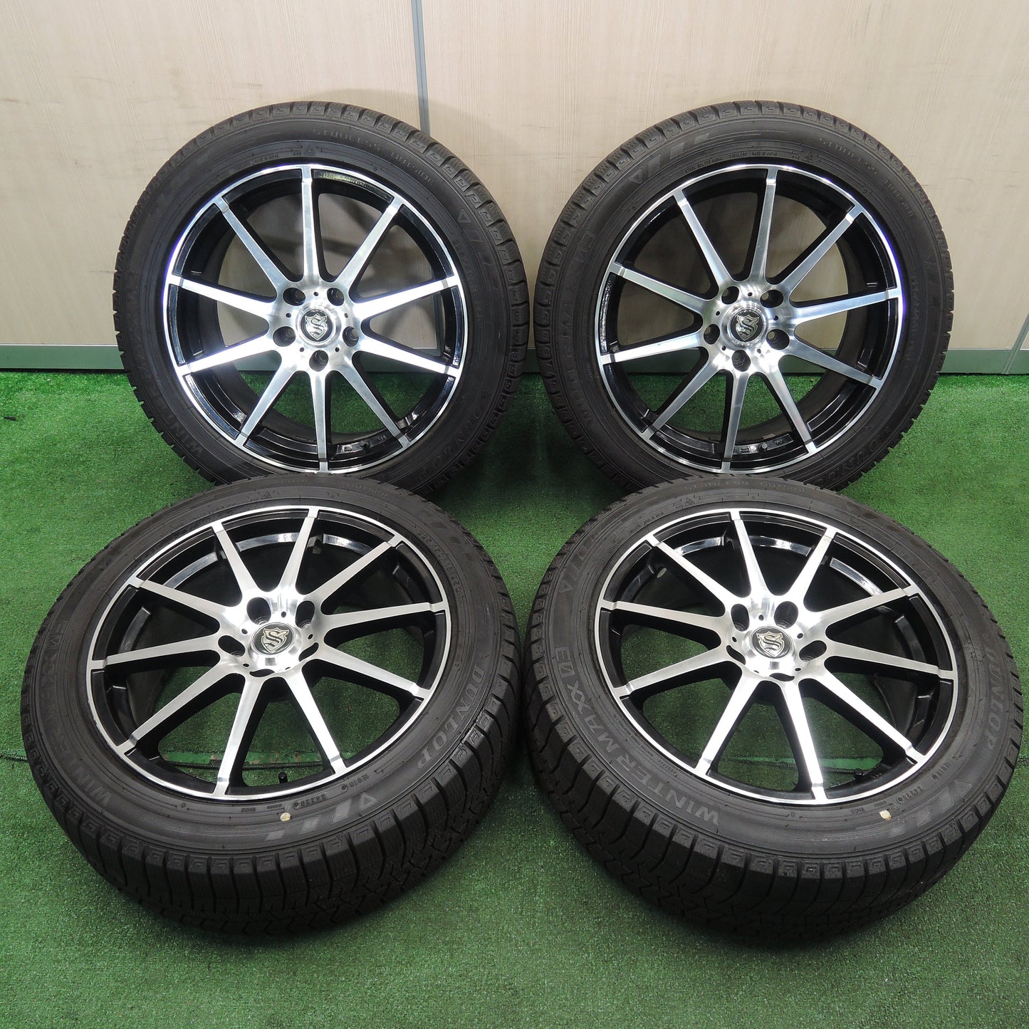 *送料無料*バリ溝！20年！キレイ！ほぼ10分★スタッドレス 225/50R18 ダンロップ ウインターマックス 03 社外 アルミ 18インチ PCD114.3/5H★3111710NJス