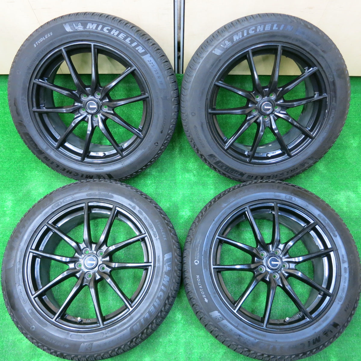 *送料無料*バリ溝！キレイ！8.5分★フォレスター 等 G.Speed 225/55R18 スタッドレス ミシュラン X-ICE3+ Gスピード 18インチ PCD100/5H★3110102イス