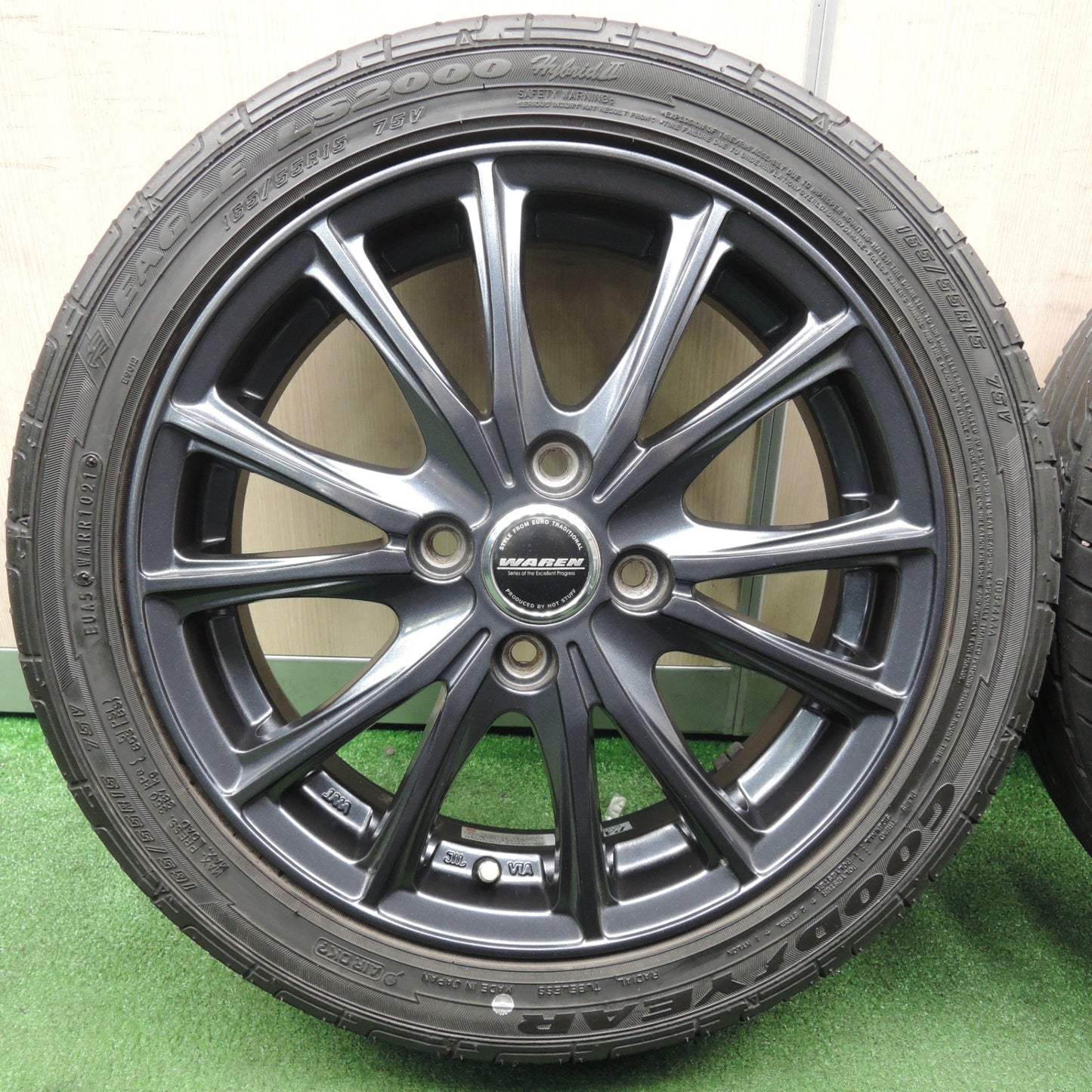 *送料無料* キレイ！21年★165/55R15 グッドイヤー イーグル LS2000 hybrid2 WAREN ヴァーレン 15インチ PCD100/4H★4021902NJノ